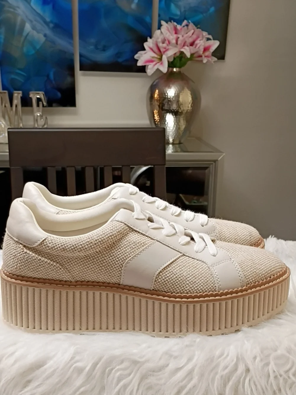 New Dolce Vita Cream Platform Sneakers Size 9.5